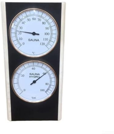 Thermomètre hygromètre analogique en bois pour sauna, 26,4 cm, sans piles, écran facile à lire, cadre en bois naturel de qualité supérieure