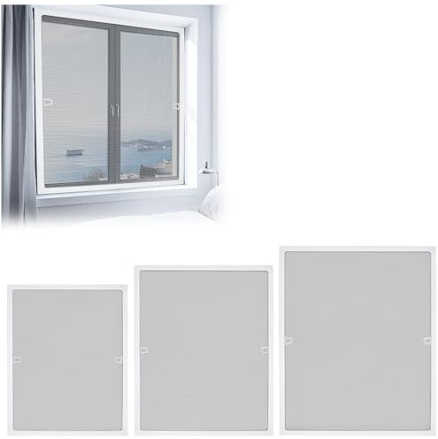 WoRaum Moustiquaire Fenêtre avec Cadre Aluminium 100x120cm – Moustiquaire Fenêtre Sans Percage, Tissu en Fibre de Verre, Cadre Blanc (Protection Anti-Insectes)