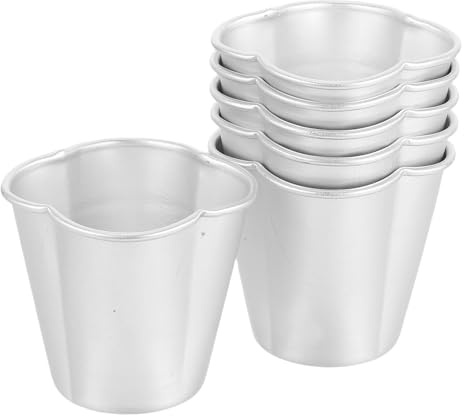 Vaguelly 6 Moldes Desmontables de Aluminio para Mini Tartas y Pudines, Calentamiento Uniforme y Diseño Elegante, Ideales para Repostería Casera
