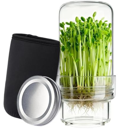 Tarro Germinador Contenedor Germinador De Ancha De 769 Mililitros Con | Kit de Brotes con Opaca Para Hogar, Jardinería, Cocina, Interior, Alféizar, Balcón Y Patio