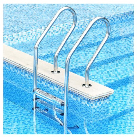 Poolrulltrappa, 304 rostfritt stål, med steg och ledstänger, lämplig för spa, simbassänger, badrum (3 steg)