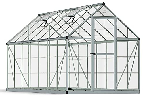 Canopia by Palram Gewächshaus klein Harmony 6x14 Treibhaus 426x185 cm Aluminium Silber Tomatenhaus Polycarbonatplatten UV-beständig