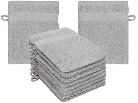 Betz Premium Juego de 10 Piezas de Manoplas de baño – franelas de Rizo para Limpieza Facial - de algodón 100% - manopla de baño para bebés - Gris Plata