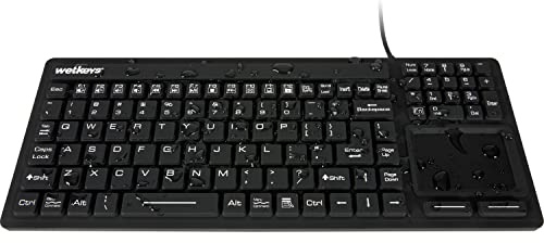 WetKeys Touchpad Plus Professional-Grade Rigid Silicone Washable Keyboard with Touchpad (USB) (Black) | KBWKRC106T-BK