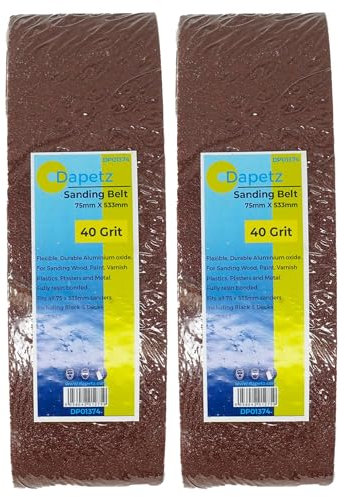 Dapetz ® Sanding Belt 75mm x 533mm to Fit Black & Decker KA88 Belt Sander, Aluminuim Oxide 40 Grit Sander Belts for Grinding, Polishing, Sharpening and Derusting (10 Pieces)