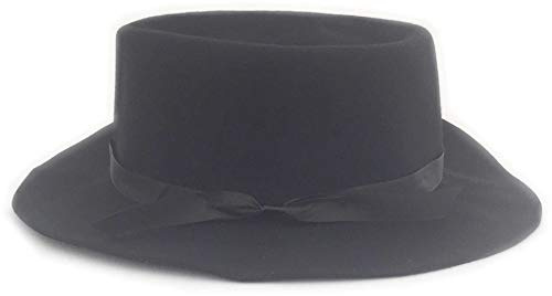 Authentic Rolled Wool Maine Crusher Hat (Midnight Black, Large / 7 3/8)