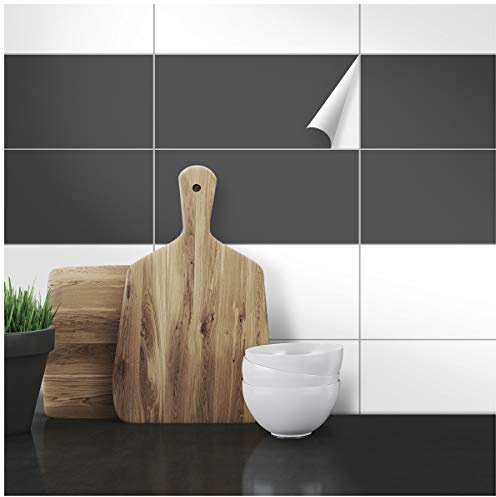 Wandkings Fliesenaufkleber - Wähle eine Farbe & Größe - Dunkelgrau Seidenmatt - 30 x 60 cm - 20 Stück für Fliesen in Küche, Bad & mehr