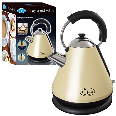 Quest 34500 Fast Boil Pyramid Shape Cordless Kettle, 2200 W, 1.7 liters, Cream