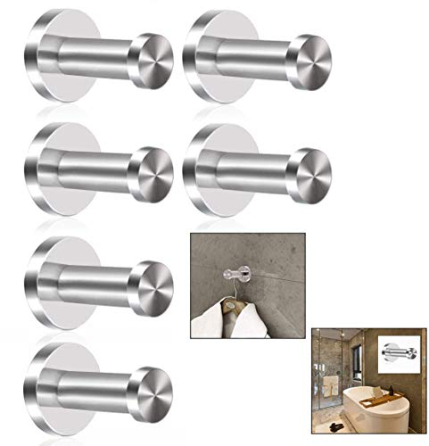 Xrten 6 Pezzi Acciaio Inox Ganci Bagno,Set di Accessori da Bagno Appendiabiti a Parete Ganci Asciugamani Bagno Gancio(16 cm x 50 cm)