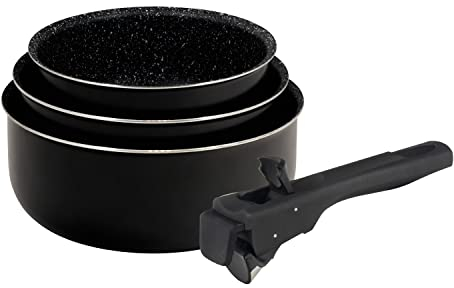 BERGNER | Set di Pentole da Cucina | 3 Pezzi da 16, 18 e 20 cm | Alluminio Pressofuso e Antiaderente | Con Manico Ergonomico Estraibile | Accessorio da Cucina | Per Tutti i Tipi di Cucina e Forno