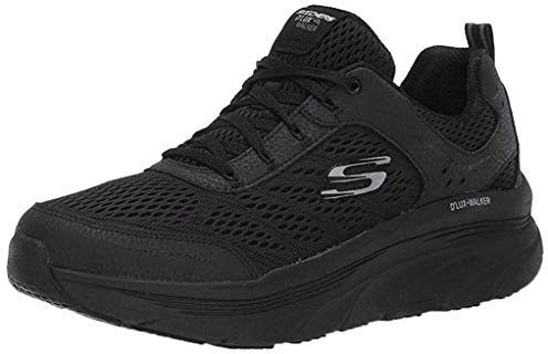 Skechers D'lux Walker Infinite Motion, Zapatillas Mujer, Black Leather Mesh Trim, 40 EU
