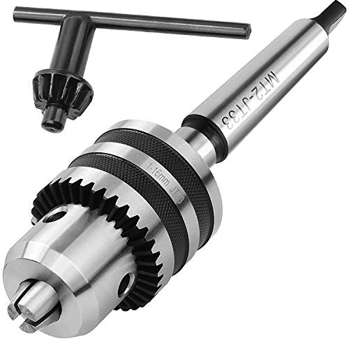 Acrux7 1/32- 5/8 MT2 Drill Chuck for Lathe, JT33 Drill Chuck with Morse Taper 2 Arbor & Chuck Key