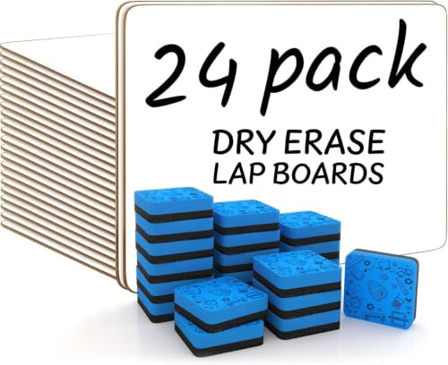 Scribbledo Small Dry Erase Whiteboard 24 Pc Value Set, Double Sided 9x12