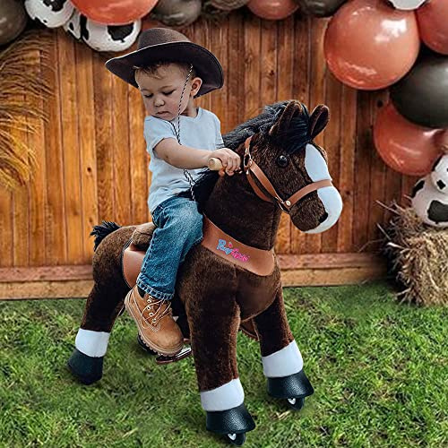 PonyCycle Ride on Horse Toy Walking Rocking Horses Classic Model U (with Brake/ 36 Height/Size 4 for Age 4-7 Boy Gifts) Ride Horse Giddy up Pony Animal Toys Chocolate Brown Ux421