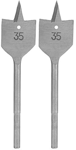 Juego de Brocas de Pala de 2 Piezas, Broca Plana de Madera de 35mm, Brocas Planas de Paleta de Acero Alto Carbono, Abridor de Agujeros para Carpintería, Herramientas de Perforación Bricolaje