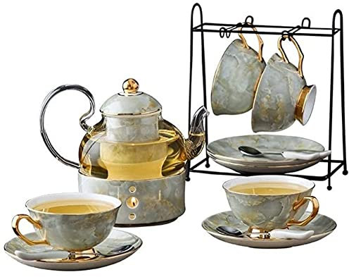 MNSSRN Afternoon Tea Set Ceramic Tea Cup Set, A Full Set of Ceramic Scented Tea Set High Temperature Glass British Teapot Set