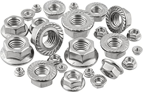 Dadi Flangiati con Dentatura di Blocco M6 Din 6923, in Acciaio Inox, Dadi Esagonali con Flangia M6, 100 Pezzi
