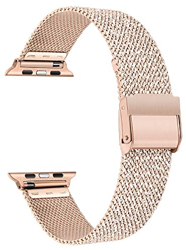 TRUMiRR Remplacement pour Apple Watch Series SE/Series 6 38mm 40mm Bande de Montre, Bracelet de Montre en Acier Inoxydable Tissé en Maille pour iWatch Apple Watch SE Series 6 5 4 3 2 1 Hommes Femmes