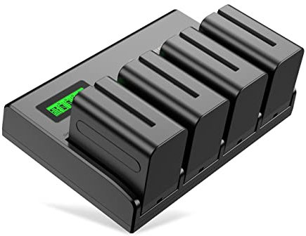 Powerextra 4 Pack Batteries 8800mAH and 4-Channel Charger for Sony NP-F970, NP-F960, NP-F950, NP-F930, NP-F770, NP-F750, NP-F570, NP-F550 DSLR Camera,Field Monitor,LED Video Light Monitor