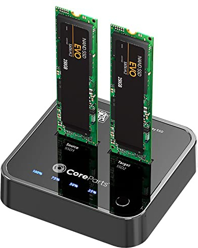 CoreParts USB3.2 Type C (10Gbps) SATA M.2 SSD cloner Docking, W126611628 (M.2 SSD cloner Docking Station for M.2 SATA to M.2 SATA with Clone Function- Box Includes USB-C Cable,)