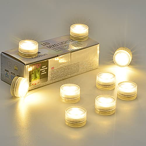 Submersible Tea Xmas Christmas Decorations Lights Candles – 20 Pack Battery Operated LED Fake Candles | Mini underwater Led Tealight Accent Lights for Pool Pond Wedding Party Decoration (Warm White)