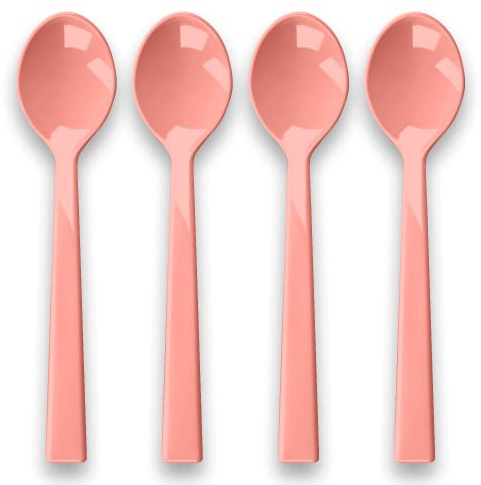 TarHong Berries & Cherries Melamine Dessert Spoon - Coral - Set of 4