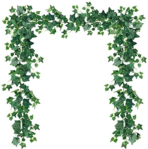 Sggvecsy 3 Pcs Artificial Ivy Vines Kit 6.4Ft Odorless Silk Ivy Garland with Green Leaves Fake Hanging Plants Artificial Greenery Decor for Wedding Home Wall Party Indoor Outdoor Decoration