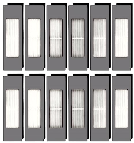 (12 Pieces) N10 HEPA Filter for Ecovacs DEEBOT OZMO N10, N10 Plus, 920, 950, T8 AIVI Max, T9, T5, N5, N7, N8+, N8 Pro Plus, DX55, DX93, DJ65 Robot Vacuum Filter Kit, Upright Filter, Canister Filters