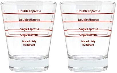 ITALPARTS 2 Shot Glass Espresso Coffee Cups, Measuring Cups (2 PIECES) Accessoires de haute qualité pour les machines à café professionnelles