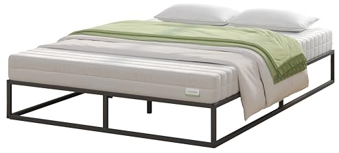 Novilla Rete Letto Matrimoniale 140x190 Telaio del Letto della Piattaforma, Struttura Letto con Doghe in Legno, Base del Materasso, Montaggio Facile, Nero