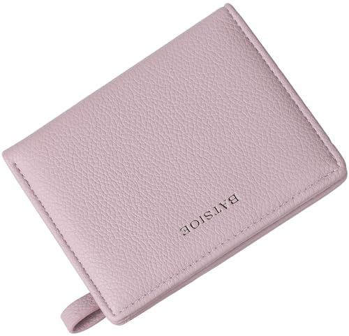Geldbörse Damen klein Leder Kleines Portemonnaie Mini Kurzer Damen Geldbeutel mit Zipper Münzfach Brieftasche (Lila)