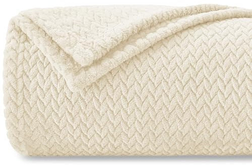 Homebliss Kuscheldecke 220 x 240 cm Flauschig Fleecedecke,Decke Couch Blanket,Super Weiche Fleecedecke als Sofaüberwurf-oder Bettüberwurf,Tagesdecke - Beige