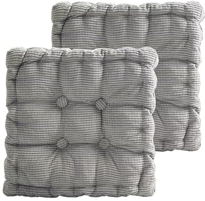 Bettschlange Sitzkissen Outdoor, 2er Set Stuhlkissen 40x40cm, Dicke Bodenkissen, Sitzpolster Outdoor für Bank und Gartenstuhl(Quadrat,Hellgrau,40 x 40 cm)
