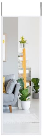 LIFEZEAL Miroir Mural Long, Miroir Suspendu avec Crochet, Hauteur Réglable | Miroir Suspendu Porte 107,4 x 36,5 cm pour Salon, Chambre à Coucher et Salle de Bain, Moderne Blanc