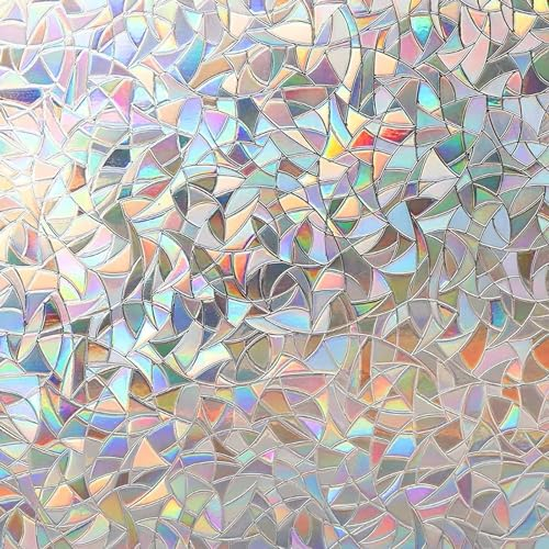 Zindoo 30 cm x 200 cm 3D Rainbow Anti-UV Privacy Film Windows Beautiful Rainbow Effect for Living Room Bedroom Cafe Home Decoration