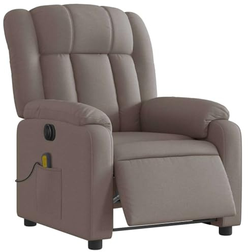 vidaXL Massagesessel Elektrisch, Sessel Verstellbare Rückenlehne Fußteil, Fernsehsessel Relaxsessel mit Liegefunktion, Liegesessel Polstersessel Ruhesessel, Taupe Stoff