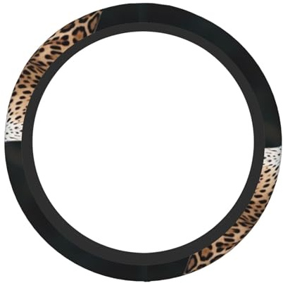 OUSIKA Lenkradbezug, universal, elastisch, dehnbar, afrikanischer Leopard auf Felsen, atmungsaktiv, rutschfest, Autozubehör, 38,1 cm, Autozubehör für Damen, Herren, SUV, Vans, Limousinen