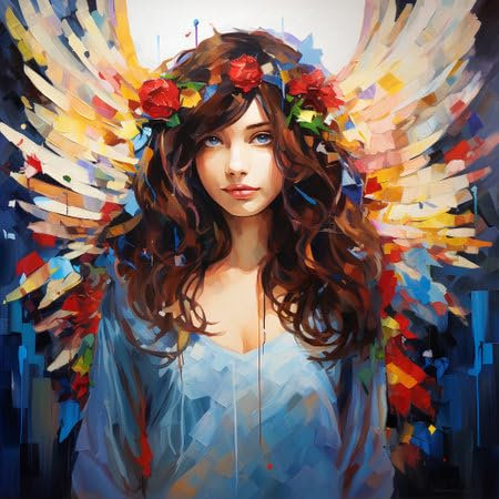 Acryl-Bild 100 x 100 cm: Schöne junge Frau mit einem Blumenkranz auf dem Kopf. (212591206)