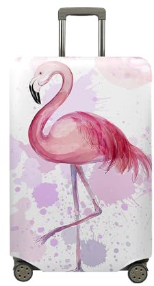 Highdi 3D Flamingo Kofferhülle, Elastisch Reise Kofferschutzhülle Reisekoffer Koffer Schutzhülle, Kofferhülle Kofferschutzhülle mit Reißverschluss, Kofferschutz (rosa,M (22-24 Zoll))
