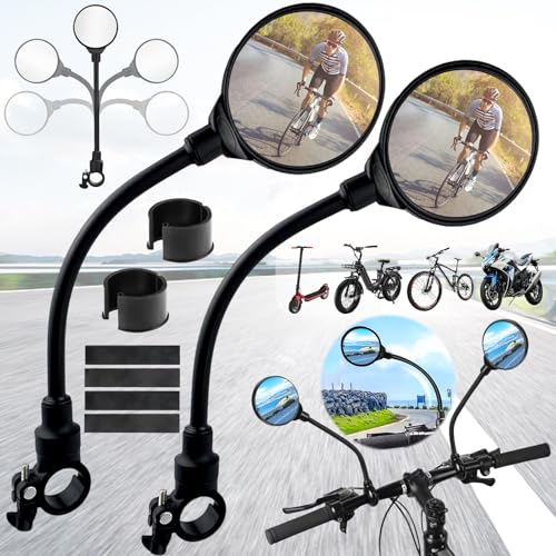 Weploda 2 Stück Fahrradspiegel, HD Mini Fahrrad Rückspiegel, Fahrrad Rückspiegel Lenker 22-32mm, 360° Drehbar & Klappbar Sicherheit Fahrradlenkerspiegel, Fahrradspiegel für e-bike links(Schwarz)