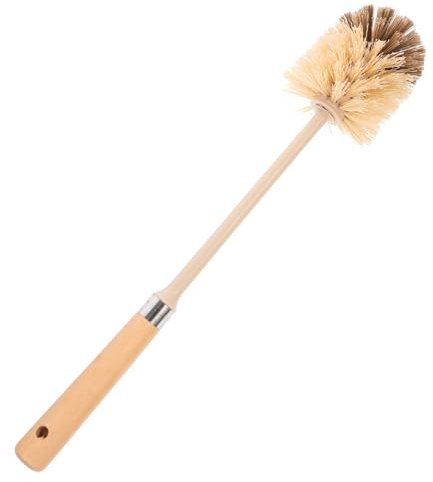 GLSTOY Solid Wood Handle Toilet Brush for Bathroom Cleaning Long Handle Scrubber for Toilet Bowl Portable Deep Cleaning Brush