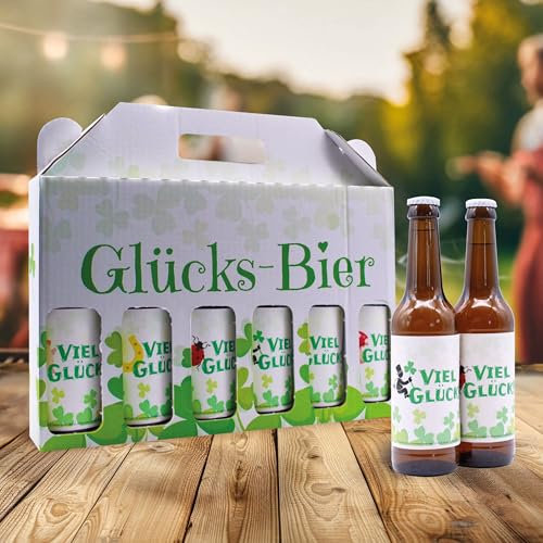 Männerhandtasche -Viel Glück - mit 6 x Bier 0,33 l, 4,8% vol., inkl. Mehrwegpfand
