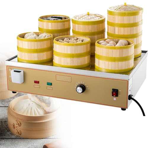 SACLMD Máquina para cocinar al Vapor de Alimentos de Acero Inoxidable,vaporera eléctrica Comercial,máquina eléctrica para Calentar Bollos de Pan,220V-6holes
