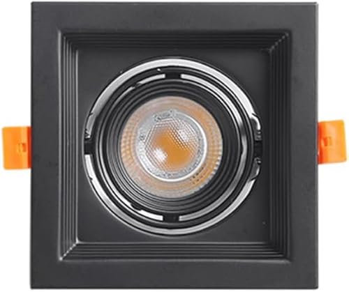 SEMANHUAOZ Spot LED carré encastrable 7 W | Luminaire à grille moderne for vestiaire, bureau, salle à manger, chambre, salon, cuisine et couloir(Black,Neutral light)