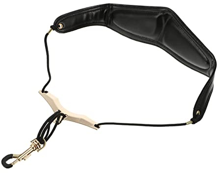 VINTORKY Verstellbarer Saxophongurt aus Leder Komfortabel und Leicht Schwarz für Saxophon Einfach Anzubringen und Entfernen mit Lederband 10mm Zufällige Farbe Zufälliger Stil