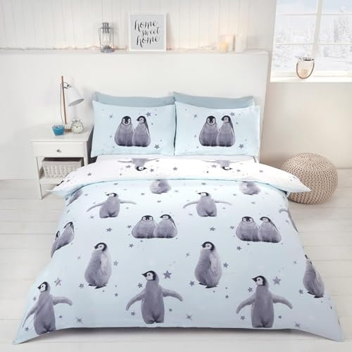 Bettdecke 200x220 Ohne Bezug Nutzbar, Pinguin Sterne Sind Süß Bettdecken Waschbar Ganzjahresdecke Tier 4 Jahreszeiten Steppdecke, Bettzeug Microfaser mit 2 Kissenbezug für Sommer Winter Doppelbett
