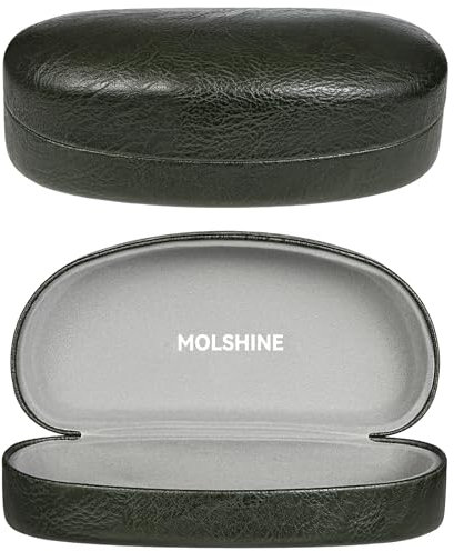 molshine Hartschalen-Sonnenbrillenetui,großes Hardcase Brillenetui mit Mikrofasertuch wird Damen und Herren für Sportbrillen und Sonnenbrillen geeignet (Dunkelgrün)