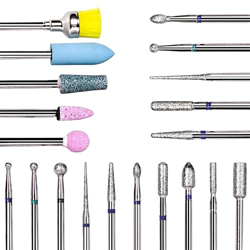 Raheem Förpackning med 20 professionella diamantbitar för att ta bort gel akryl nagelband volframkarbid nagelborrkronor för manikyr pedikyr professionell volframlegering keramisk skärare bit för