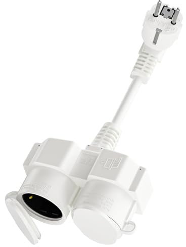 Sertay Multiprise extérieur - 2 prises - Double prise - Pour cuisine, chambre à coucher, salon - Blanc