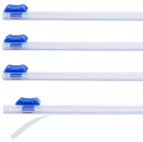 PATIKIL 4pcs Plastic Wrap Cutter, 12in Plastic Wrap Slide Cutter Self Adhesive Installation Replacement for Aluminum Foil Wax Paper Parchment Paper Wrap Dispenser, Blue